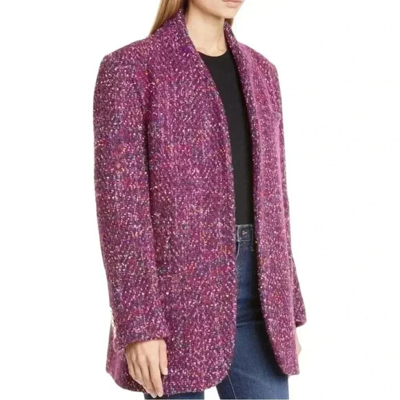 Veronica Beard Crispin‎ Open Front Sweater Coat Purple Tweed Oversized S… - Picture 3 of 13
